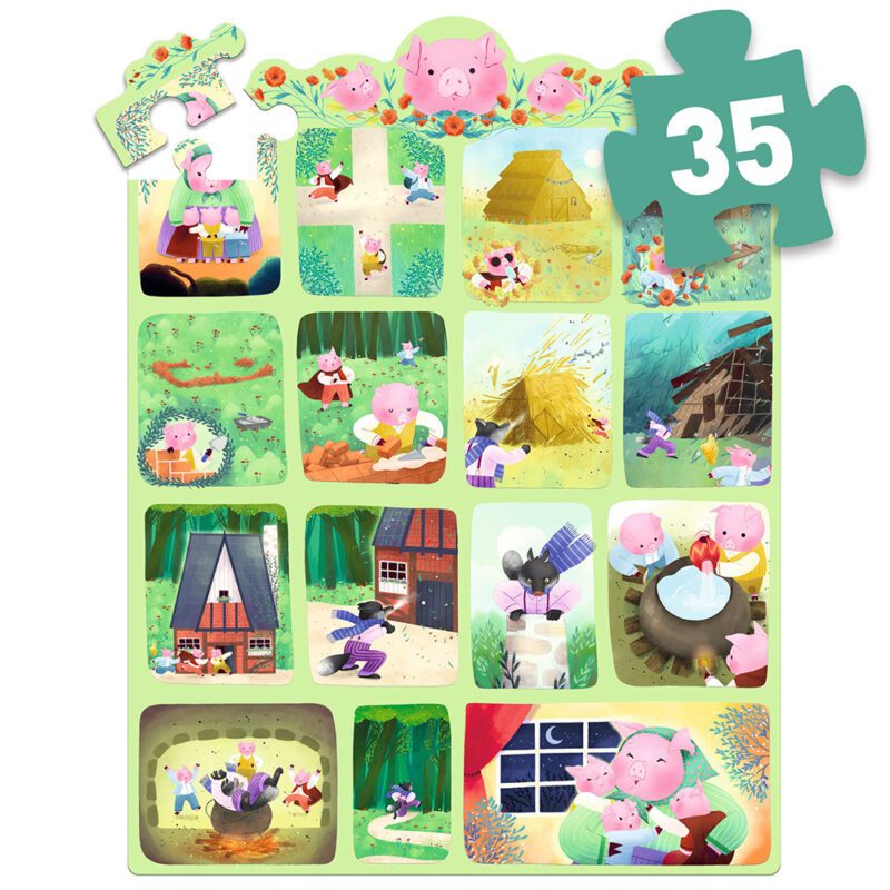 Djeco Fairy Tale Puzzle With 35 Pieces "The Three Little Pigs" - Image 3