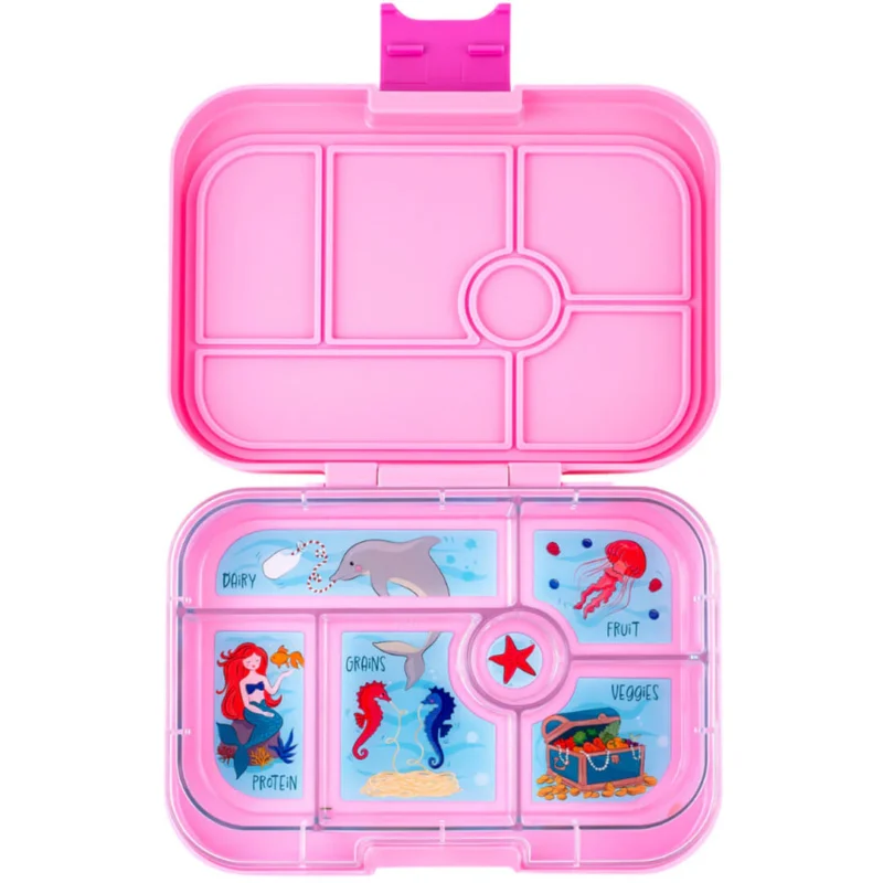 Original – Leakproof Bento Box lunchbox – 6-sections – Power Pink / Mermaid By Yumbox