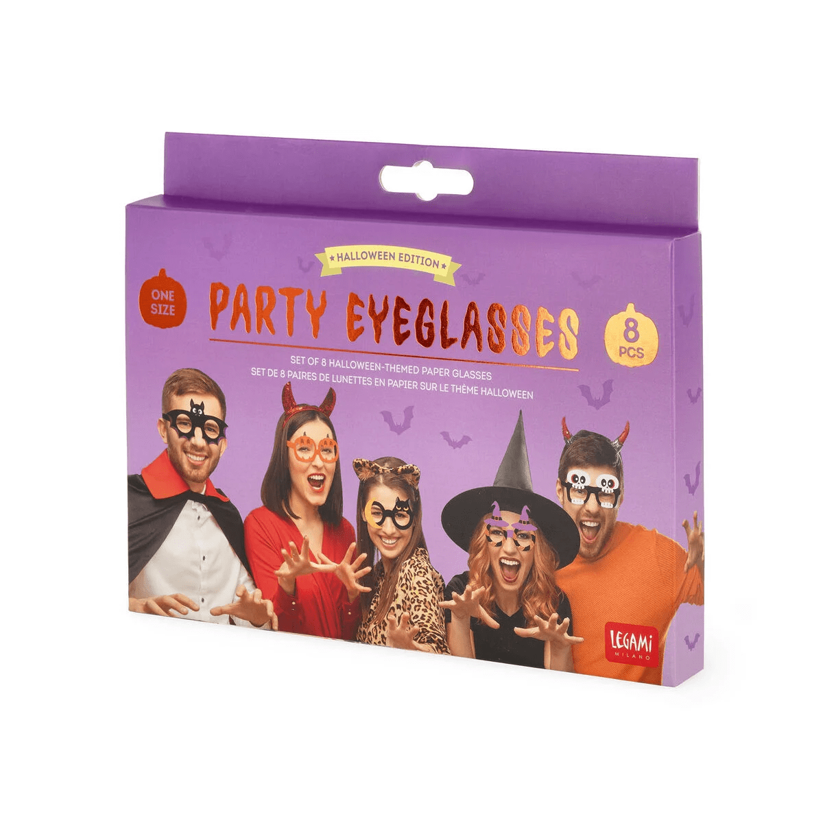 Set of 8 Pairs of Paper Halloween Party Eyeglasses By Legami