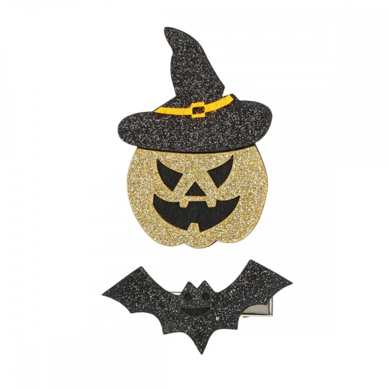 Hair Claws - Willa Pumpkin And Bat By Souza