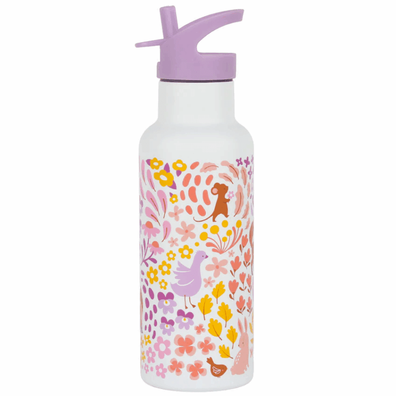 XL Stainless Steel Drink Bottle Flower Garden By A Little Lovely Company
