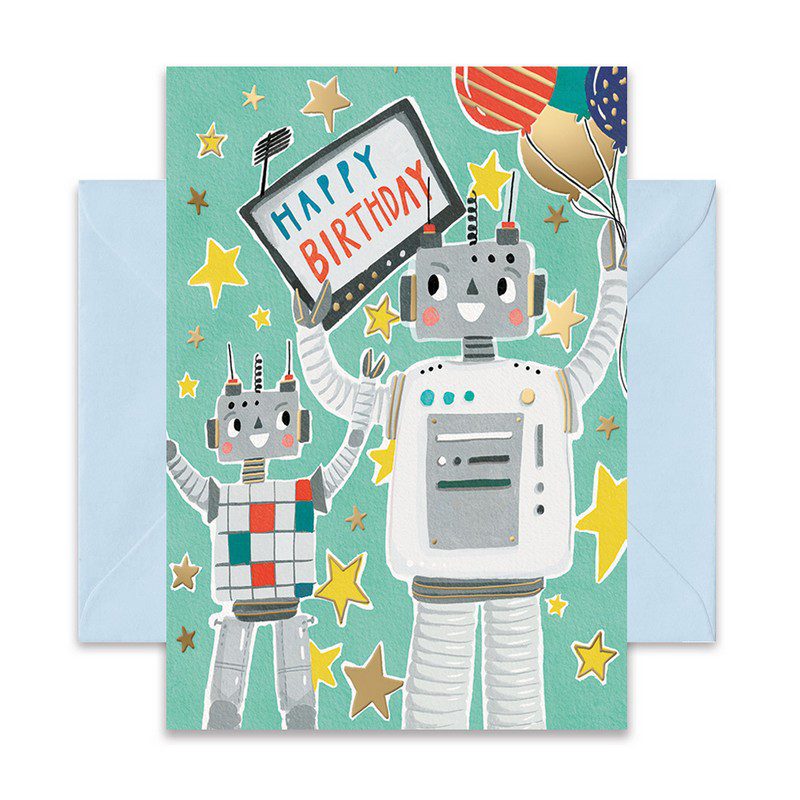 Greeting Card 17X12 Robot By Chic Mic