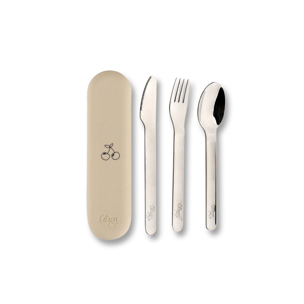 Stainless Steel Cutlery Set With Silicon Case - Cherry By Citron