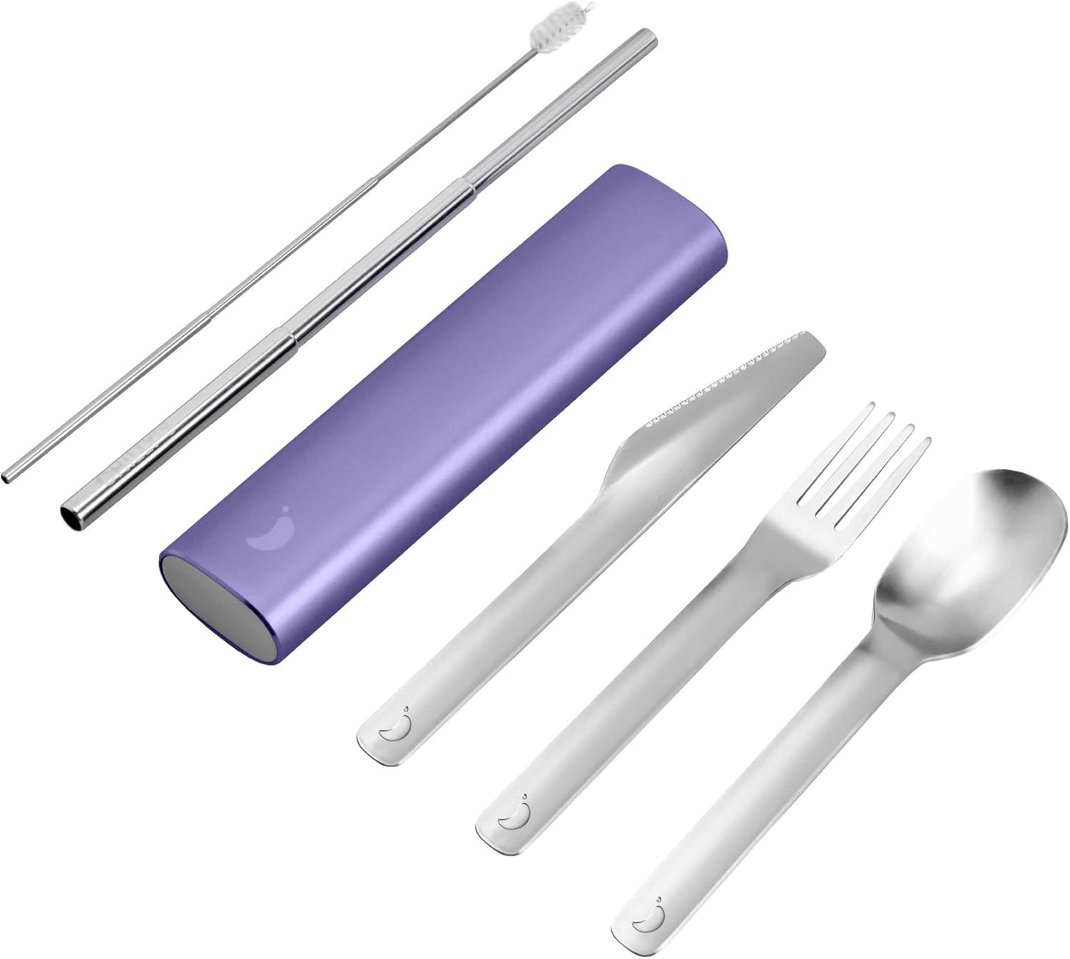 Chilly's Cutlery - Stainless Steel Utensils With Aluminium Travel Case - Knife, Fork, Spoon, & Straw - Lavender By Chilly's