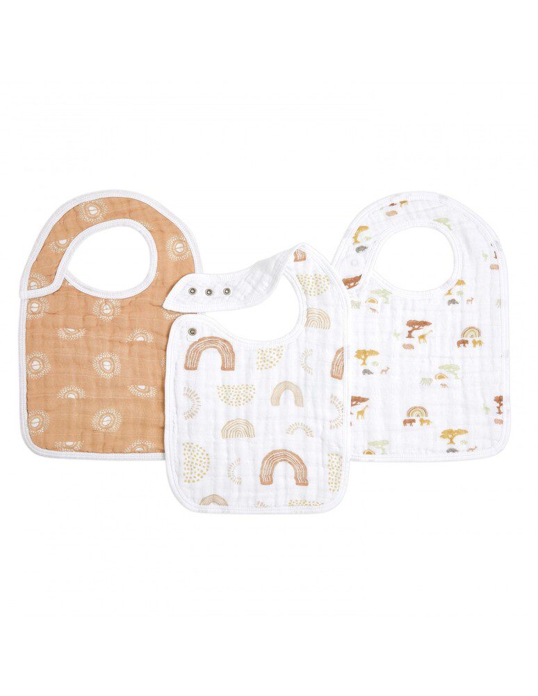 Boutique Cotton Muslin Snap Bibs 3 Pack Keep Rising By Aden + Anais - Image 2