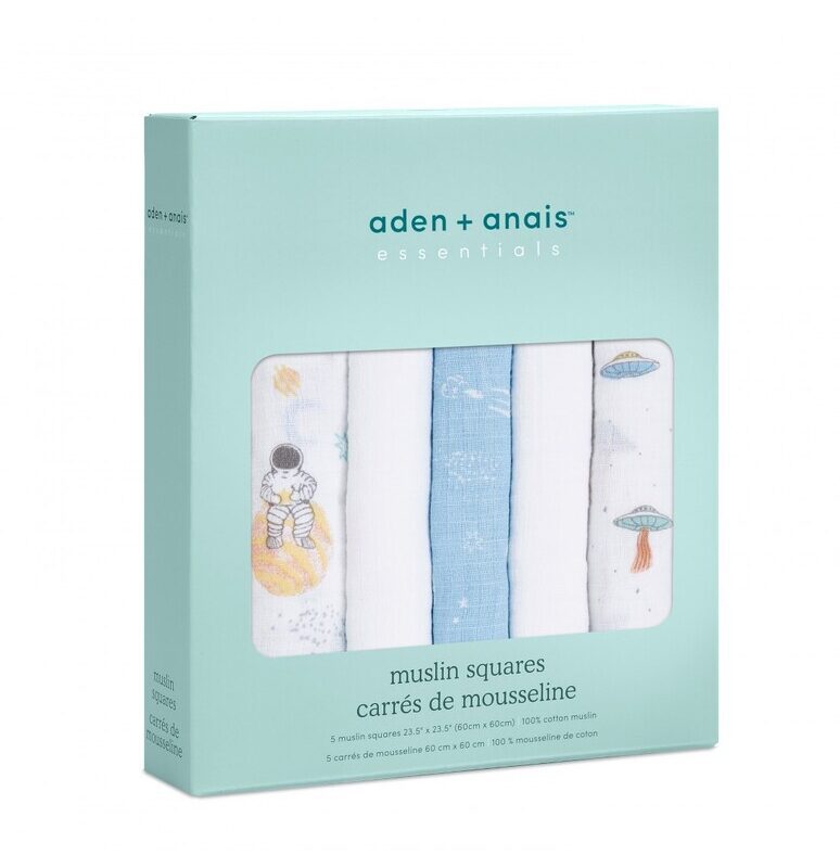Essentials Cotton Muslin Squares 5 Pack Space Explorers By Aden + Anais