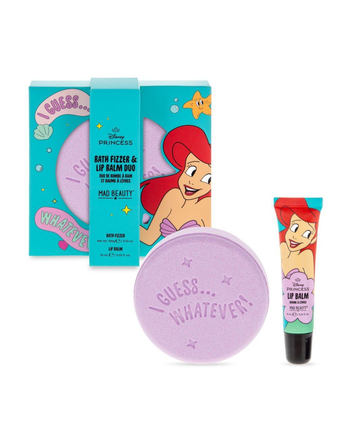 Princess Express Yourself Bath Fizzer & Lip Balm Set Ariel By Mad Beauty - Image 2
