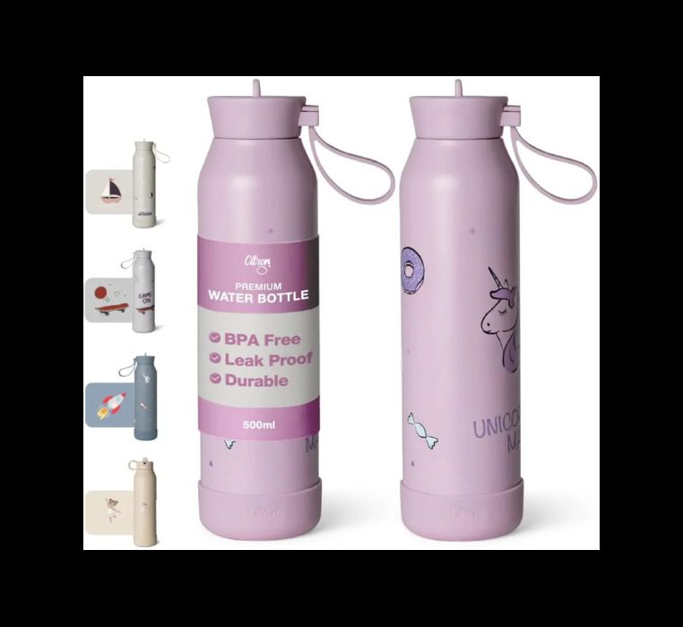 500ml Insulated Water Bottle Stormy Unicorn By Citron - Image 4