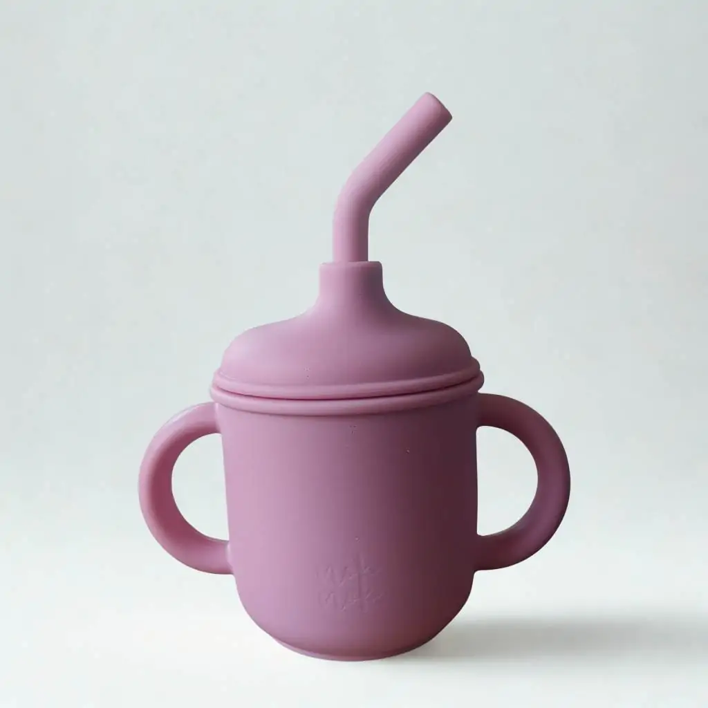 Silicone Cup With Handles & Straw Earthy - Watermelon By Nok Nok