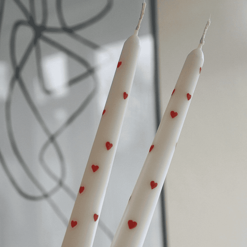 Candle Classic White With Hearts By Luxury Candles