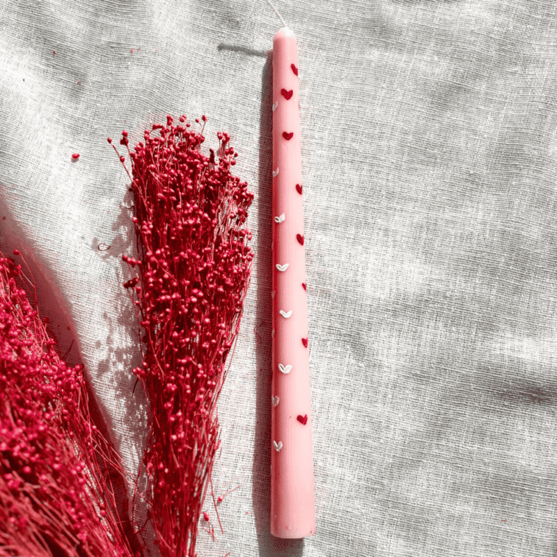 Candle Classic Pink With Hearts By Luxury Candles