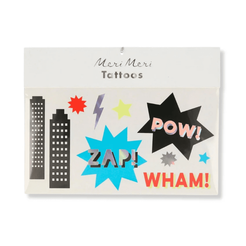Children's Temporary Tattoos Superheroes (2 sheets) By Meri Meri