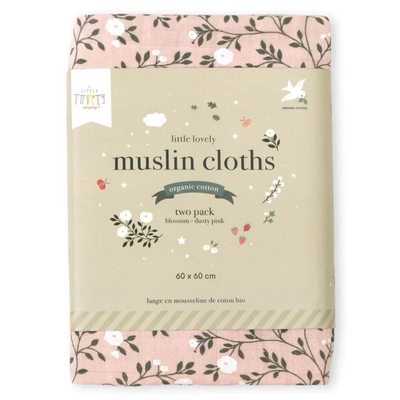 Muslin Cloth Set Of 2 Blossom - Dusty Pink By Little Lovely Company
