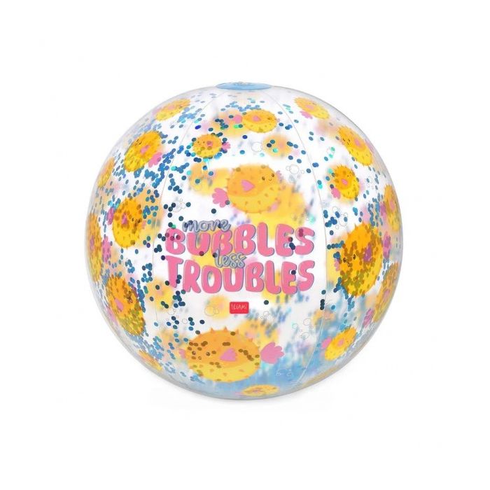 Inflatable Glitter Beach Ball Pufferfish 40cm By Legami
