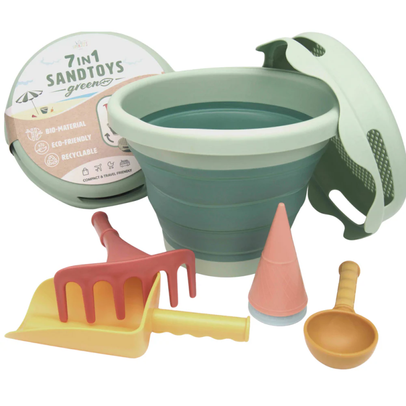 Beach Bucket Set 7pcs Green Organic By Compactoys